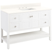 Signature Hardware Olsen 48" Freestanding Single Basin Vanity Set with Cabinet, Vanity Top, and Rectangular Undermount Sink - 8" Widespread Faucet Holes Soft White / Arctic White